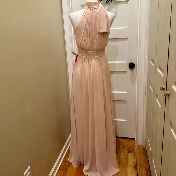 Ieena for MacDuggal High Neck Chiffon Gown Maxi Dress Blush Size 6 NWT - Picture 5 of 9